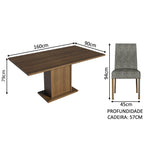 Conjunto Sala de Jantar Mesa Tampo de Madeira 4 Cadeiras Rustic/Silver Keila Madesa