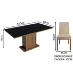 Conjunto Sala de Jantar Mesa Tampo de Madeira 4 Cadeiras Rustic/Preto/Imperial Keila Madesa