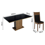 Conjunto Sala de Jantar Mesa Tampo de Vidro 4 Cadeiras Preto/Rustic Greta Madesa