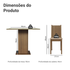 Conjunto Sala de Jantar Mesa Tampo de Vidro 4 Cadeiras Rustic/Crema/Sintético Bege Perla Madesa