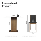 Conjunto Sala de Jantar Mesa Tampo de Vidro 4 Cadeiras Rustic/Preto Tifani Madesa