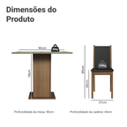 Conjunto Sala de Jantar Mesa Tampo de Vidro 4 Cadeiras Rustic/Crema/Preto Tifani Madesa