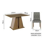 Conjunto Sala de Jantar Mesa Tampo de Madeira 4 Cadeiras Rustic/Crema/Silver Agnes Madesa