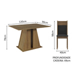 Conjunto Sala de Jantar Mesa Tampo de Madeira 4 Cadeiras Rustic/Preto Angel Madesa