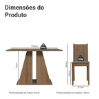 Conjunto Sala de Jantar Mesa Tampo de Madeira 4 Cadeiras Rustic/Silver Marilyn Madesa