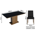 Conjunto Sala de Jantar Mesa Tampo de Madeira 4 Cadeiras Rustic/Preto/Oxford Keila Madesa