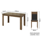 Conjunto Sala de Jantar Mesa Tampo de Vidro 4 Cadeiras Rustic/Preto Eloá Madesa