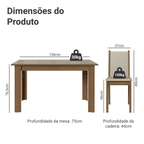 Conjunto Sala de Jantar Magnólia Mesa Tampo de Vidro 4 Cadeiras Rustic/Crema/Sintético Bege Madesa
