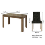 Conjunto Sala de Jantar Mesa Tampo de Vidro 4 Cadeiras Rustic/Oxford Celina Madesa