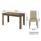 Conjunto Sala de Jantar Mesa Tampo de Vidro 4 Cadeiras Rustic/Imperial Celina Madesa