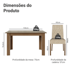 Conjunto Sala de Jantar Vanilla Mesa Tampo de Vidro 4 Cadeiras Rustic/Crema/Suede Imperial Madesa