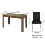 Conjunto Sala de Jantar Mesa Tampo de Vidro 4 Cadeiras Rustic/Oxford Antônia Madesa