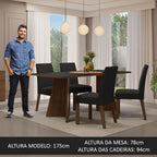 Conjunto Sala de Jantar Mesa Tampo de Madeira 4 Cadeiras Rustic/Preto/Oxford April Madesa