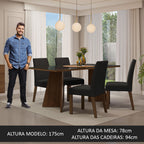 Conjunto Sala de Jantar Mesa Tampo de Vidro 4 Cadeiras Rustic/Preto/Oxford Taylor Madesa