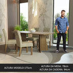 Conjunto Sala de Jantar Mesa Tampo de Madeira 4 Cadeiras Rustic/Crema/Imperial Ruby Madesa