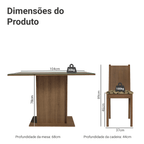 Conjunto Sala de Jantar Mesa Tampo de Vidro 4 Cadeiras Rustic/Bege Marrom Camélia Madesa