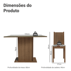 Conjunto Sala de Jantar Mesa Tampo de Vidro 4 Cadeiras Rustic/Hibiscos Camélia Madesa