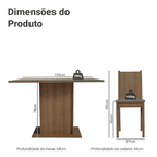 Conjunto Sala de Jantar Mesa Tampo de Vidro 4 Cadeiras Rustic/Silver Camélia Madesa