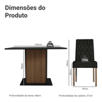 Conjunto Sala de Jantar Mesa Tampo de Vidro 4 Cadeiras Rustic/Preto/Oxford Reale Madesa