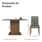 Conjunto Sala de Jantar Mesa Tampo de Vidro 4 Cadeiras Rustic/Silver Zion Madesa