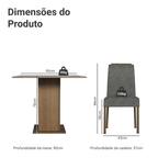 Conjunto Sala de Jantar Tampo de Madeira 4 Cadeiras Rustic/Cinza/Silver Aspen Madesa