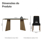 Conjunto Sala de Jantar Mesa Tampo de Vidro 4 Cadeiras Rustic/Preto/Oxford Porto Madesa