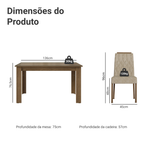 Conjunto Sala de Jantar Tampo de Vidro 4 Cadeiras Rustic/Imperial Pétala Madesa