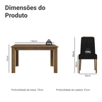 Conjunto Sala de Jantar Tampo de Madeira 4 Cadeiras Rustic/Oxford Hera Madesa