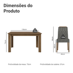 Conjunto Sala de Jantar Tampo de Madeira 4 Cadeiras Rustic/Silver Hera Madesa