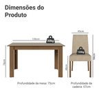 Conjunto Sala de Jantar Lumina Mesa Tampo de Madeira 4 Cadeiras Rustic/Crema/Suede Imperial Madesa