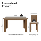 Conjunto Sala de Jantar Amora Mesa Tampo de Madeira 4 Cadeiras Rustic/Crema/Sintético Bege Madesa
