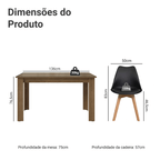 Conjunto Sala de Jantar Toscana Mesa Tampo de Vidro 4 Cadeiras Rustic/Preto Madesa