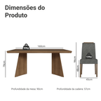 Conjunto Sala de Jantar Tampo de Madeira 4 Cadeiras Rustic/Silver Arles Madesa