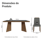 Conjunto Sala de Jantar Tampo de Madeira 4 Cadeiras Rustic/Preto/Silver Arles Madesa