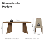 Conjunto Sala de Jantar Tampo de Madeira 4 Cadeiras Rustic/Branco/Imperial Arles Madesa