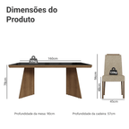 Conjunto Sala de Jantar Tampo com Vidro 4 Cadeiras Rustic/Preto/Imperial Todi Madesa