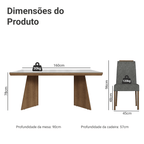 Conjunto Sala de Jantar Tampo com Vidro 4 Cadeiras Rustic/Branco/Silver Todi Madesa