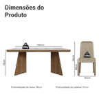 Conjunto Sala de Jantar Tampo com Vidro 4 Cadeiras Rustic/Branco/Imperial Todi Madesa