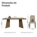 Conjunto Sala de Jantar Tampo com Vidro 4 Cadeiras Rustic/Crema/Imperial Todi Madesa