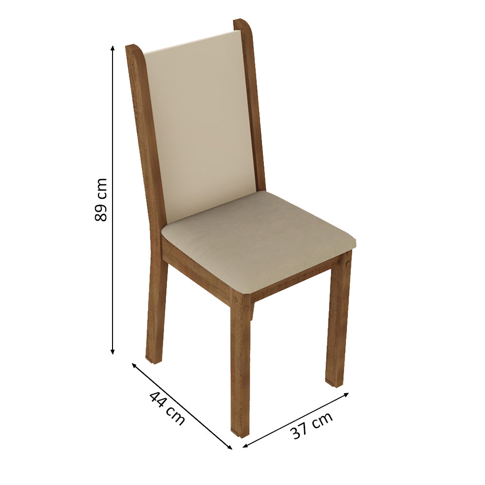 Conjunto Sala de Jantar Madesa Ohana Mesa Tampo de Madeira com 6 Cadeiras Rustic/Crema/Sintético Bege