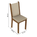 Conjunto Sala de Jantar Madesa Ohana Mesa Tampo de Madeira com 6 Cadeiras Rustic/Crema/Sintético Bege