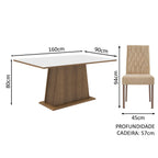 Conjunto Sala de Jantar Madesa Daniela Mesa Tampo de Madeira com 6 Cadeiras Rustic/Branco/Imperial