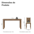 Conjunto Sala de Jantar Madesa Analu Mesa Tampo de Madeira com 6 Cadeiras Rustic/Lírio Bege