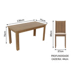 Conjunto Sala de Jantar Madesa Analu Mesa Tampo de Madeira com 6 Cadeiras Rustic/Sintético Bege