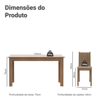 Conjunto Sala de Jantar Madesa Analu Mesa Tampo de Madeira com 6 Cadeiras Rustic/Sintético Bege