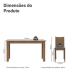 Conjunto Sala de Jantar Mesa Tampo de Madeira 6 Cadeiras Rustic/Silver Analu Madesa