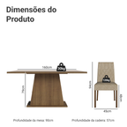 Conjunto Sala de Jantar Mesa Tampo de Vidro 6 Cadeiras Rustic/Crema/Imperial Stéfani Madesa