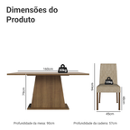 Conjunto Sala de Jantar Mesa Tampo de Madeira 6 Cadeiras Rustic/Crema/Imperial Britney Madesa