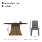 Conjunto Sala de Jantar Mesa Tampo de Madeira 6 Cadeiras Rustic/Preto/Silver Britney Madesa