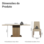Conjunto Sala de Jantar Mesa Tampo de Madeira 6 Cadeiras Rustic/Crema/Imperial Renata Madesa